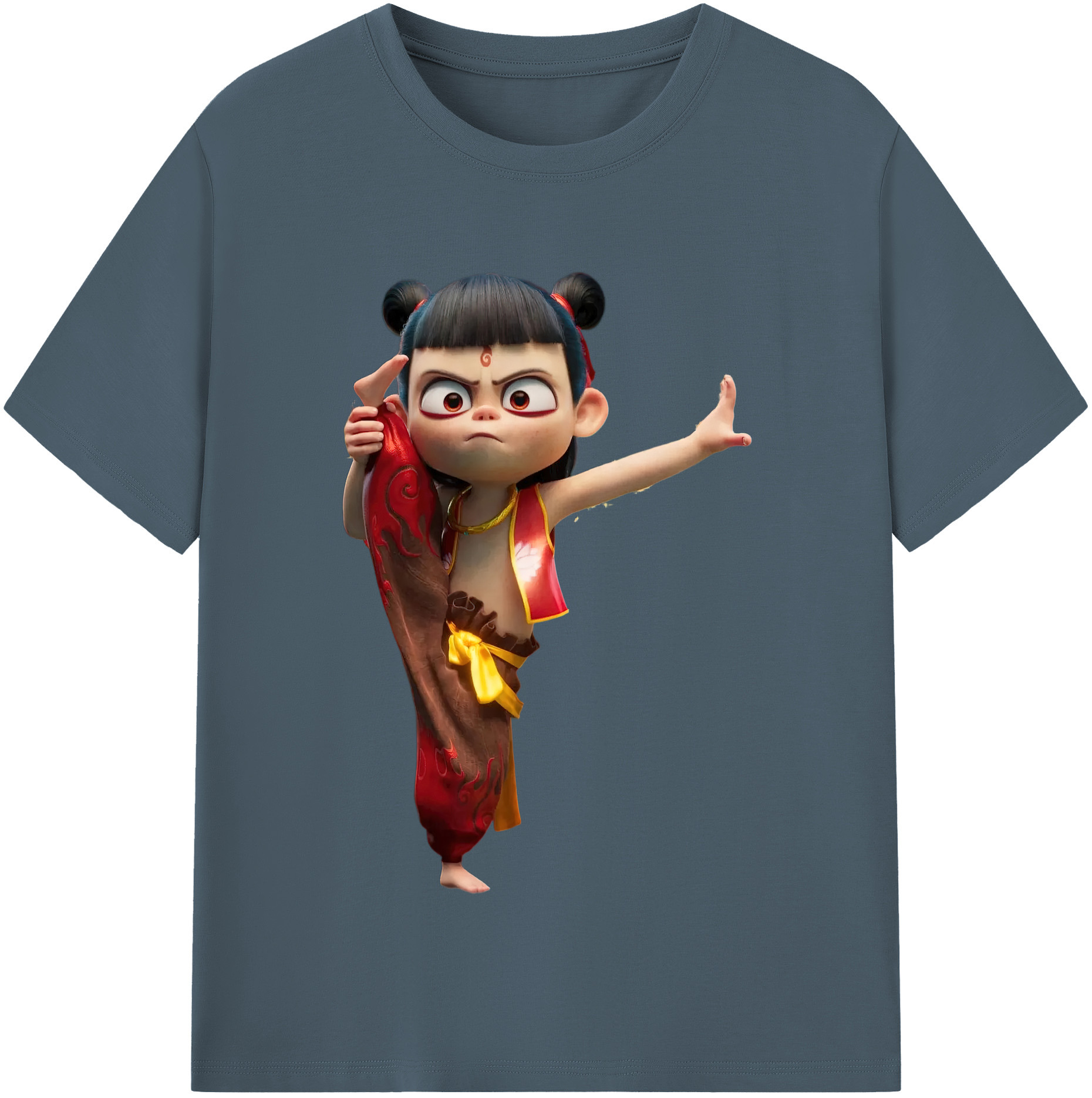 （画像用） Ne Zha 2 ナタ 魔童の大暴れ 綿100％半袖Tシャツ（フロントプリント）